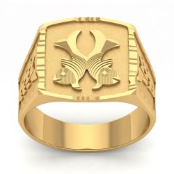 Pisces Signet Gents Gold Ring-hover