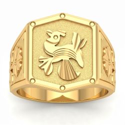 Gents Bold Signet Gold Ring-hover