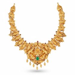 Green Gem Floral Pendant Malai-hover