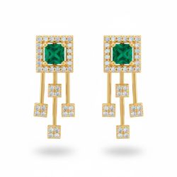 Royal Emerald Gold Earrings-hover