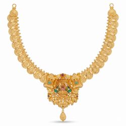 Divine Temple Lakshmi Gold Necklace-hover