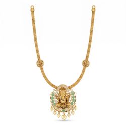 Divine Ganesha Rope Gold Necklace-hover