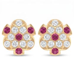 Imperial Stone Cluster Stud Gold Earrings-hover