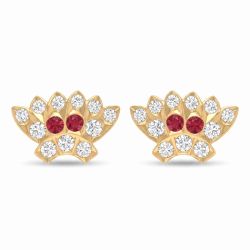 Lotus Fan Stones Gold Stud Earrings-hover