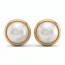 Women's Casual Gold Pearl Stud Earrings-hover