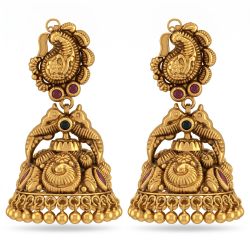 Antique Floral Jimikki Kammal Gold Earrings-hover