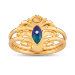Modern Paisley Enamel Gold Ring-hover