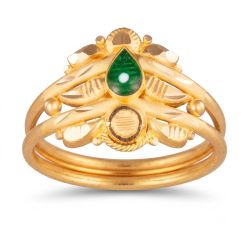 Royal Emerald Teardrop Enamel Gold Ring-hover
