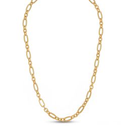 Textured Long Oval Link Gold Chain-hover