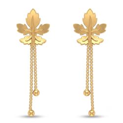 Leaf Casting Gold Chain Drop Earrings-hover