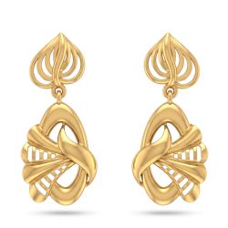Leaf Scroll Casting Gold Drop Earrings-hover