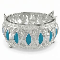 Classic Blue Enamel Basket With Handler-hover