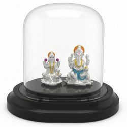 Classic Lakshmi Ganesh Silver Idol-hover