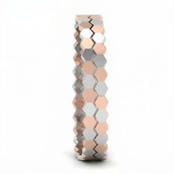 Two Tone Rose and Silver Honeycomb Bangle-hover