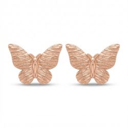 Fancy Rose Silver Butterfly Stud -hover