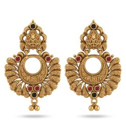 Antique Lakshmi Floral Silver Drops-hover