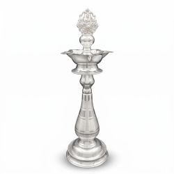Traditional Lakshmi Gajalakshmi Silver Kuthu Vilakku-hover