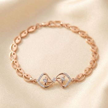 Twin Floral Frame Diamond Rose Bracelet