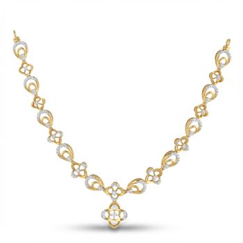 Modern Floral Leaf Diamond Pendant