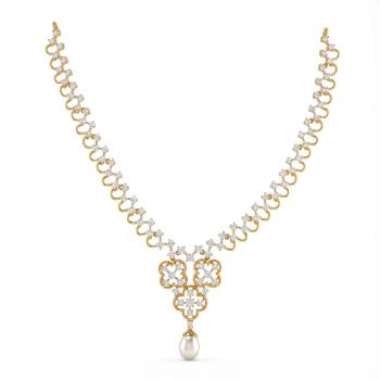Floral Pearl Drop Diamond Necklace