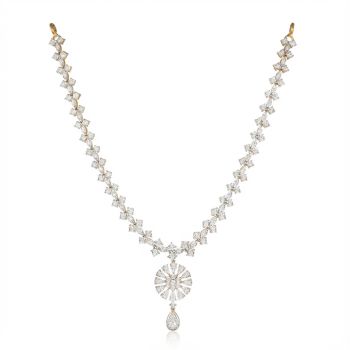 Sunburst Pendant Teardrop Diamond Necklace