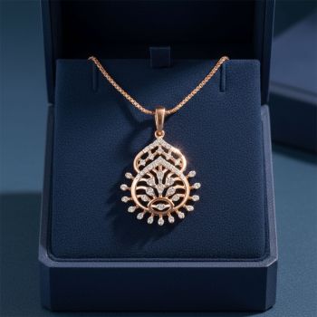 Leaf Drop Rose Diamond Pendant
