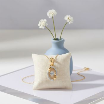 Vougish Oval Gold Diamond Pendant