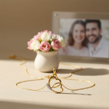 Exquisite Dual Heart Gold Diamond Pendant