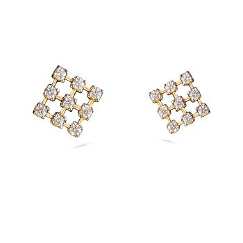Diamond Grid Stud Earrings