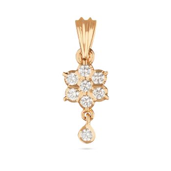 Symmetric Teardrop Diamond Floral Pendant 