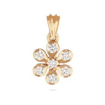 Symmetric Gold Diamond Floral Pendant 