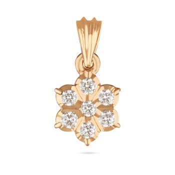 Symmetric Gold Diamond Floral Pendant 