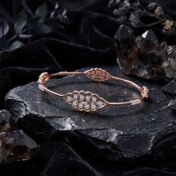 Classic Floral Rose Diamond Bangle