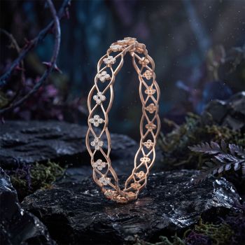 Ornate Flower Rose Diamond Bangle
