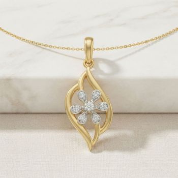 Modern Leaf Blossom Diamond Pendant
