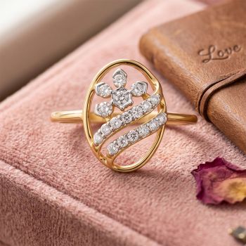 Oval Floral Lattice Diamond Ring