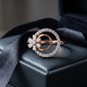 Dual Circle Blossom Rose Diamond Ring