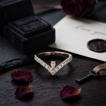 Regal Chevron Pear Diamond Ring