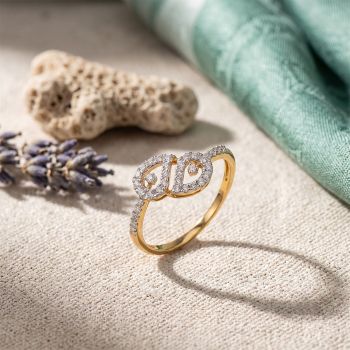 Dual Loop Leaf Diamond Ring