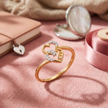 Amora Interlocking Heart Diamond Ring