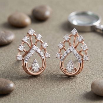 Pear Rose Diamond Stud Earrings