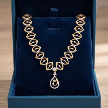 Floral Marquise Diamond Gold Necklace