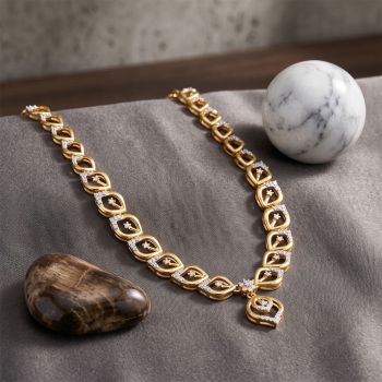Drop Shield Diamond Gold Necklace