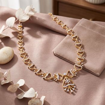 Heart Crown Diamond Gold Necklace