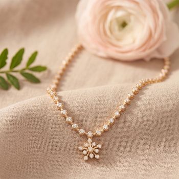 Modern Snowflake Cluster Diamond Necklace