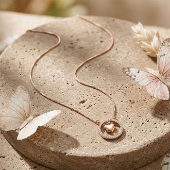 Floating Heart Rose Diamond Pendant