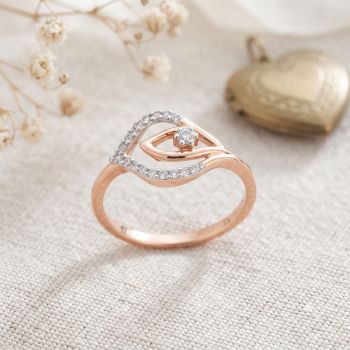 Passionate Rose Leaf Diamond Ring