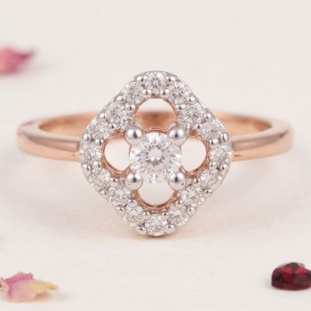 Exquisite Geometric Rose Diamond Ring