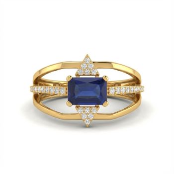 Elegant Blue Stone Gold Ring