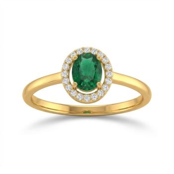 Classic Emerald Gold Band Ring 